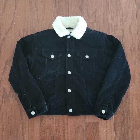 GAP Kids Corduroy Sherpa Lined Jacket, Navy, Size L (10)